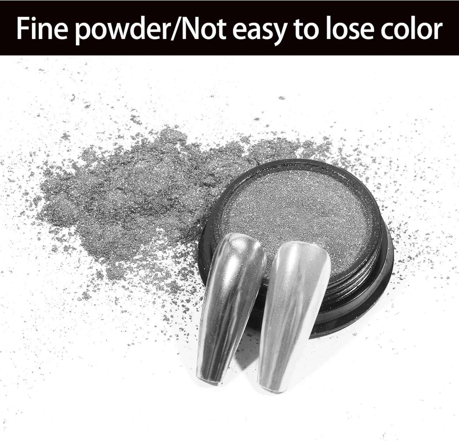 Artdone Chrome Nail Powder, Silver Iridescent Aurora Powder Metallic Mirror Effect Pigment Pearlescent Mermaid Pigment Pearl Glitter Dust Kit, Nail Art Decoration, Resin Craft