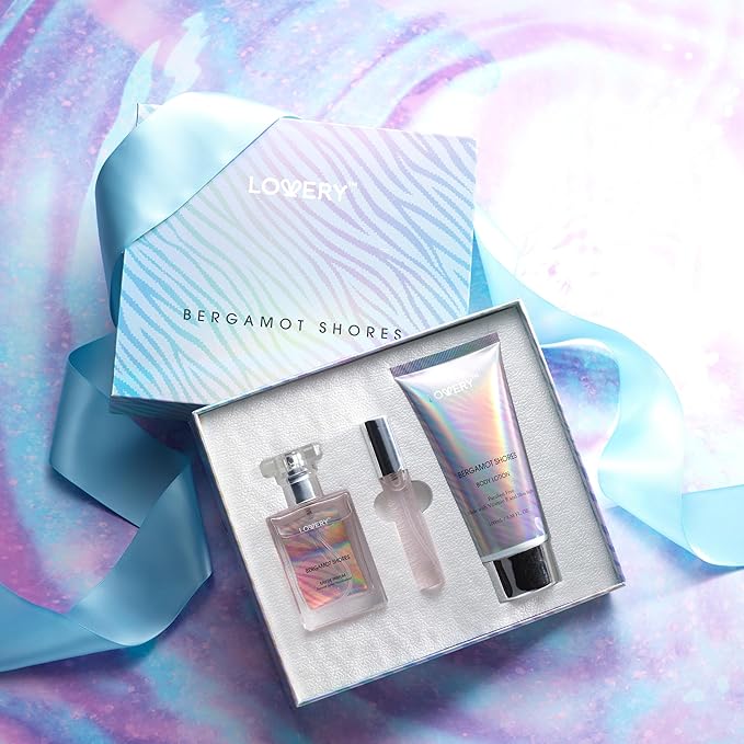 Mothers Day Gifts for Mom from Daughter - Bergamot Shores Spa Kit with Perfume, Body Lotion & Eau de Toilette Spray - Self Care Gifts for Women and Men - Birthday Gifts for Mom - Bath and Body Gift