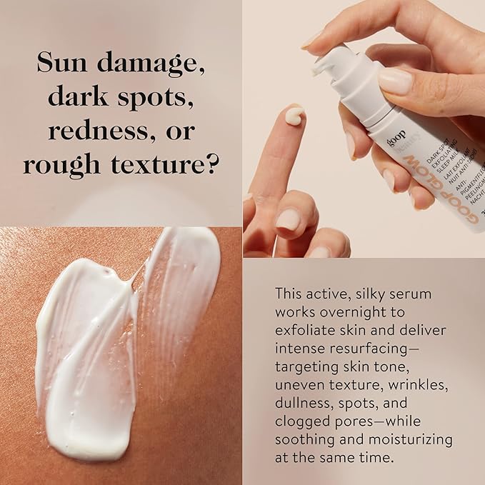 goop Beauty Sleep Milk Serum | Intense Face Exfoliator to Smooth Uneven Texture, Wrinkles, & Pores | Glycolic Acid & Hyaluronic Serum | Dark Spot Corrector | 1 fl oz