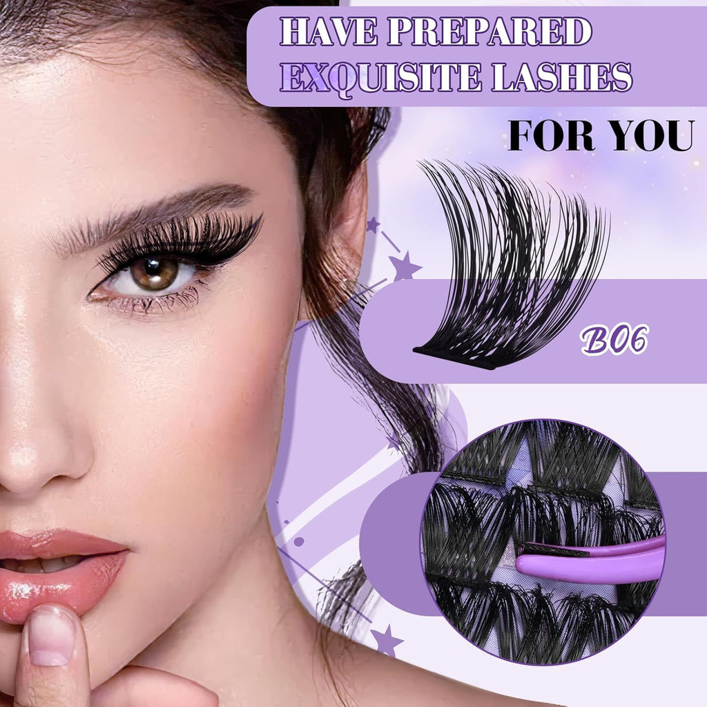 B&Q Lash Clusters 156PCS Lash Clusters Kit B05 DIY Lash Extension Kit Eyelash Extension Kit 8-18mm Lashes Clusters with Lash Bond & Seal Lash Applicator Tool for Self Use (Kit,B05)