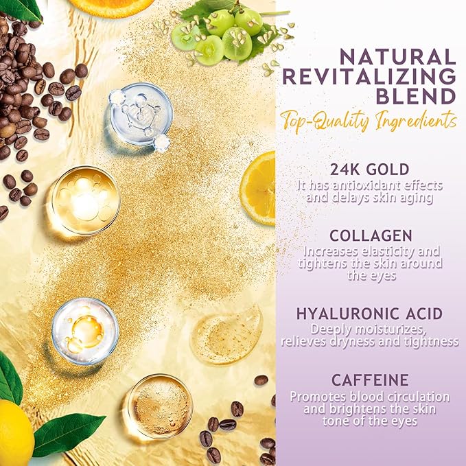 Under Eye Patches,30 Pairs Eye Mask Skin care for Dark Circles, Puffy Eyes, Under eye Bags,Wrinkles,Eye Treatment Skin Care for Men & Women Gift （24K Gold）
