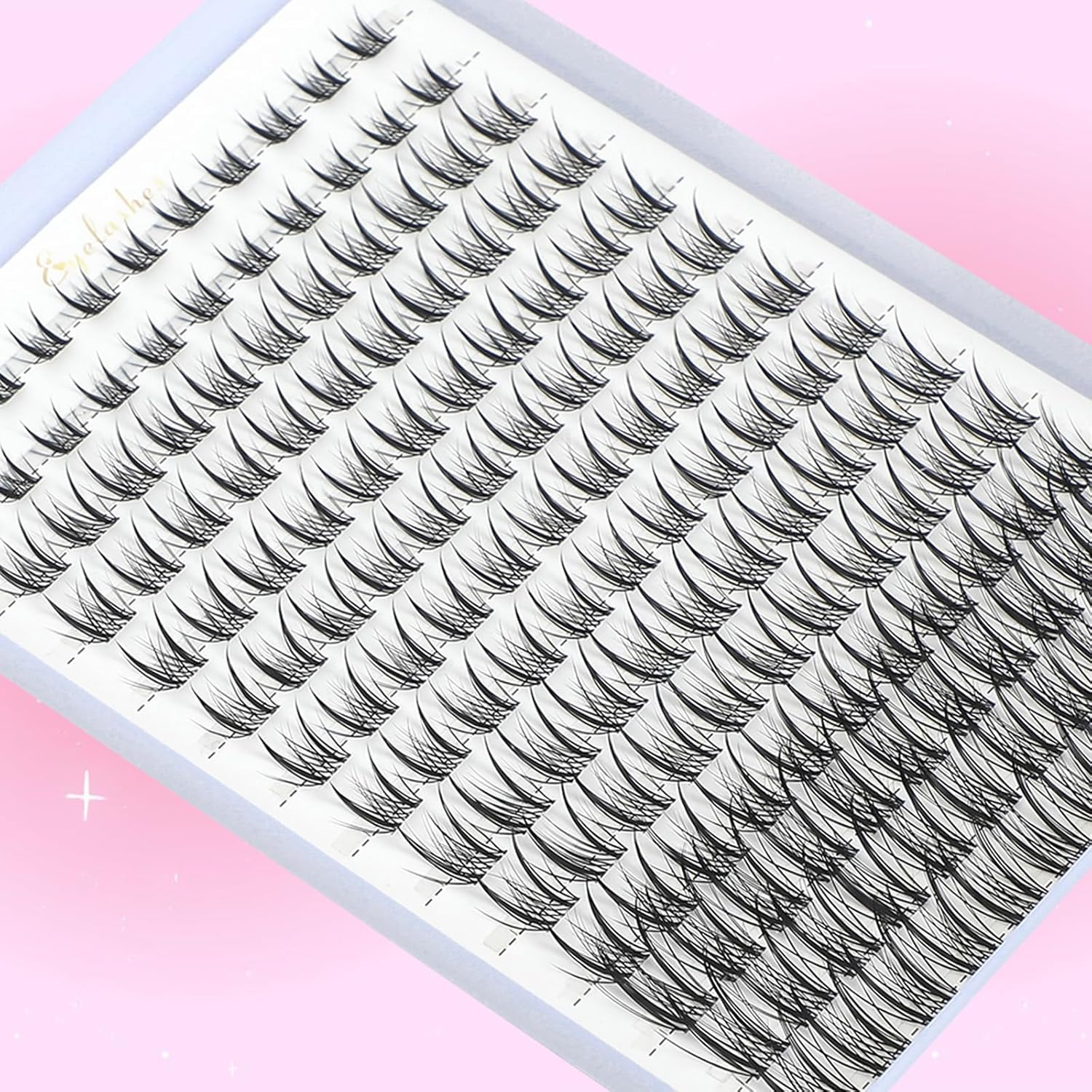 Lash Clusters Kit, Eyelash Clusters Individual Lash Extension Kit D Curl Fluffy Wispy False Eyelashes Extensions Thin Band with Bond Seal Tweezers Brush (Lash Clusters With Tool, SMY 8-16mm)