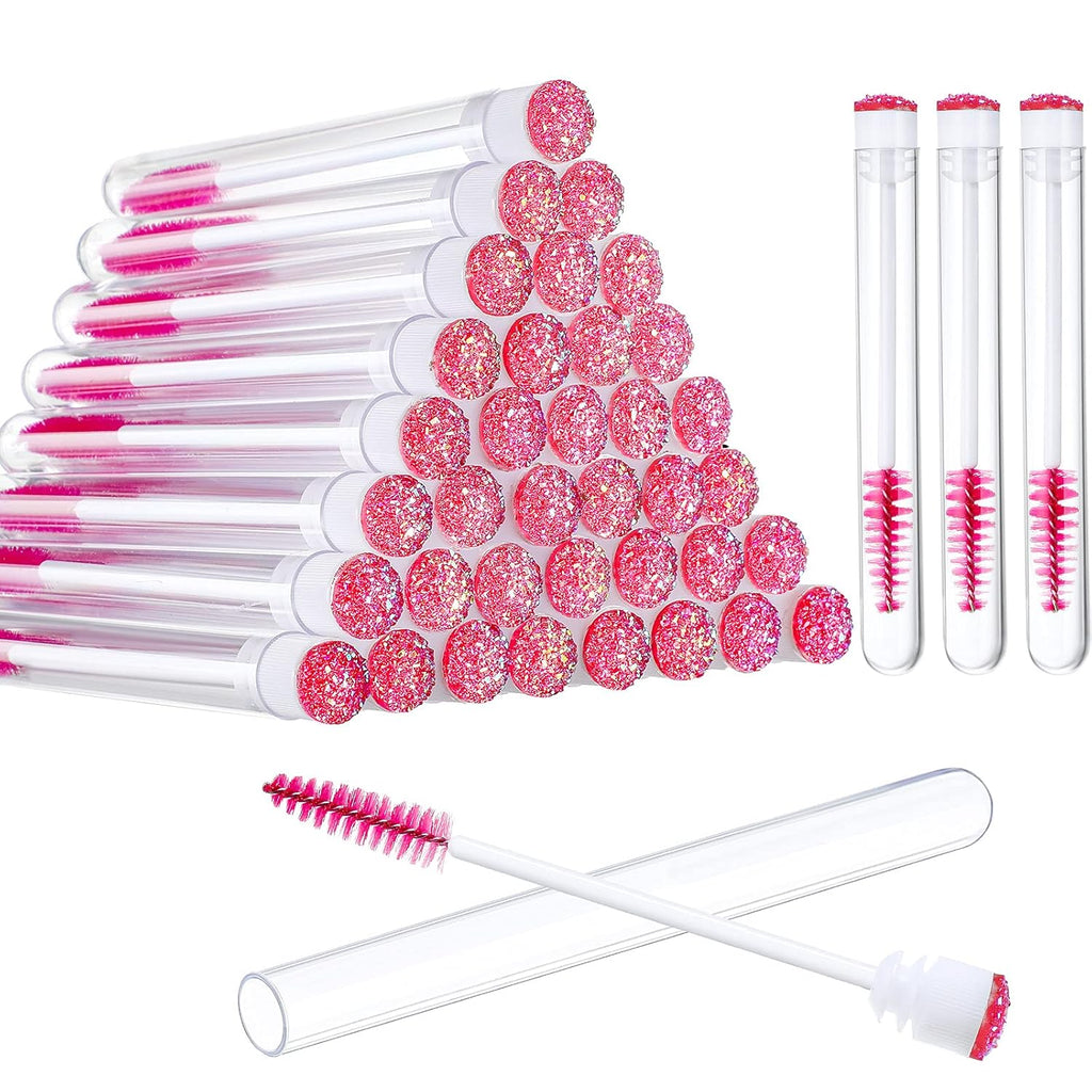 80 Pieces Disposable Mascara Brushes Tubes Set, 40 Pieces Empty Mascara Wand Tube with 40 Pieces Eyelash Brush Makeup Tool for Eyelash Extension(Pink Snowflake Style)