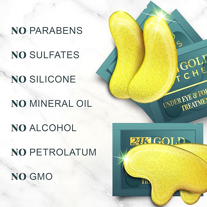 Forehead and Under Eye Wrinkle Patches for Face - Collagen, Hyaluronic Acid and Vitamin A Skin Pads - Forehead Line Remover Wrinkle Eye Patch Set - 26 Golden Sachets