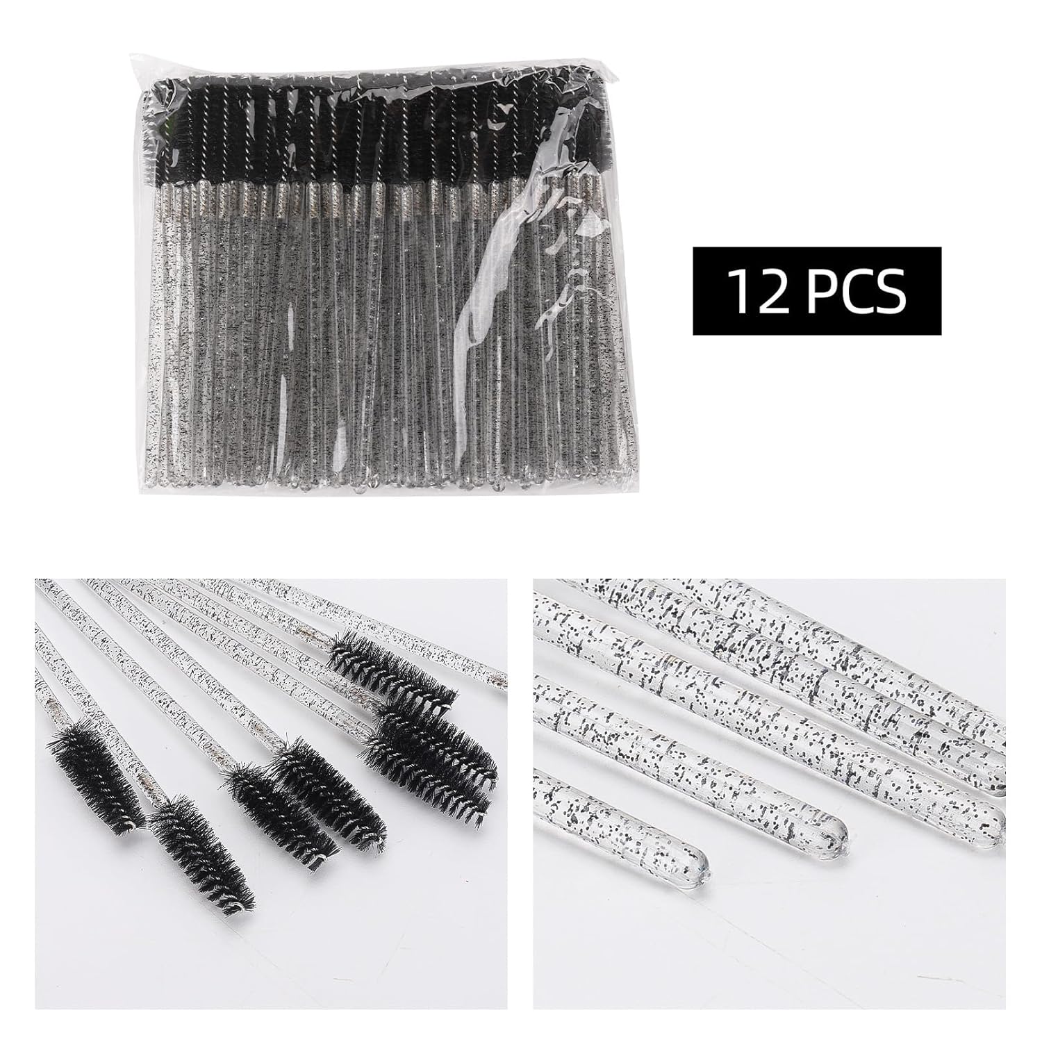 Tbestmax 1200 Disposable Mascara Wands Eyelash Brush Spoolies for Eyebrow Eye Lash Extension, Makeup Brushes Applicators Kits - Black