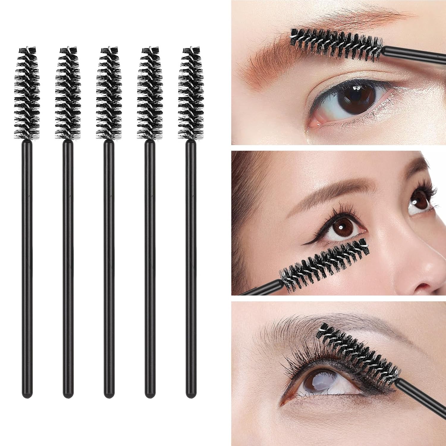 Tbestmax 500 Disposable Mascara Wands Eyelash Brush Black Spoolies for Eyebrow Eye Lash Extension