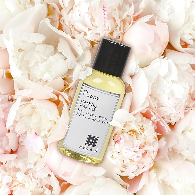 Peony Body Oil, Travel Size 2.4 oz Moisturize & Nourish with Argan & Coconut Oil - Vitamin C Enriched - Naturally Derived, Vegan-Friendly