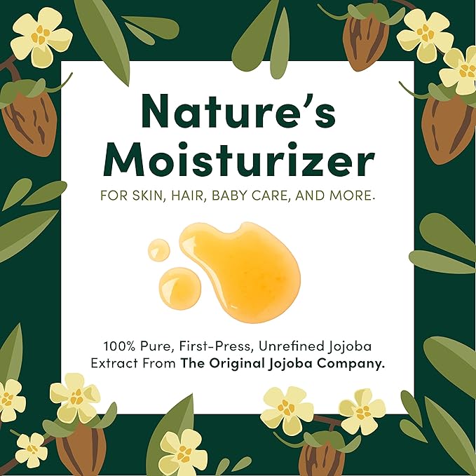 HobaCare 100% Pure, Unrefined Organic Jojoba Oil for Skin & Nails - Moisturizing Body Oil & Face Moisturizer for Dry Skin - Natural Treatment for Hair & Beard Care (128 fl oz)