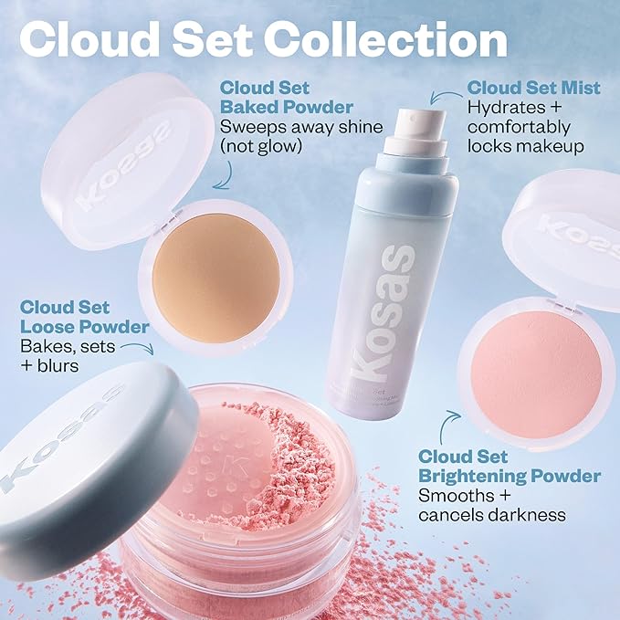 Kosas Cloud Set Airy Setting Spray,+ Smoothing Mist – Hydrating Makeup Spray, Alcohol Free, Oil Free, 12-Hour Hold, Minimizes Appearance of Pores,Lightweight Refreshing Face Mist for All Skin Types