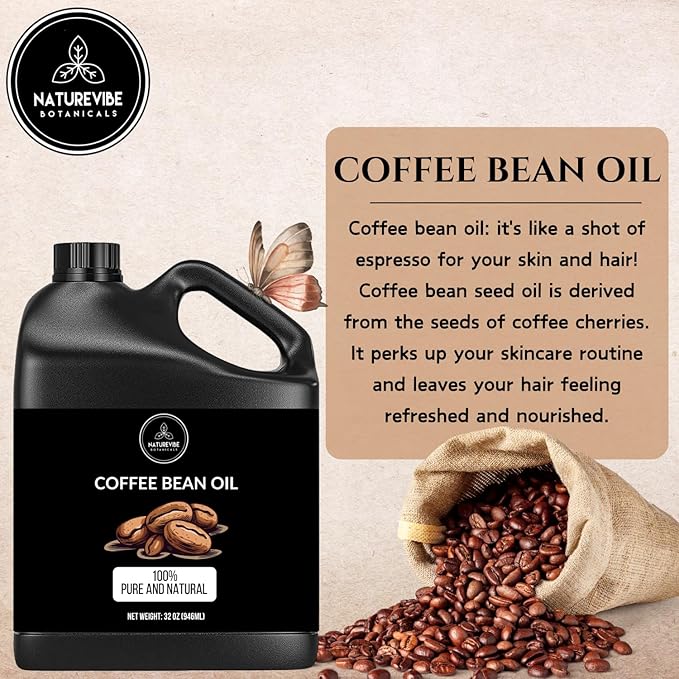 Naturevibe Botanicals Coffee Bean Oil 32oz and Castor Rosemary Oil 32oz | Oil Combo