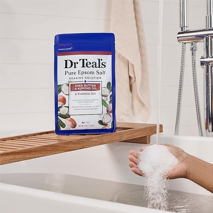 Dr Teal's Salt Soak with Pure Epsom Salt, Shea Butter & Almond, 3 lbs