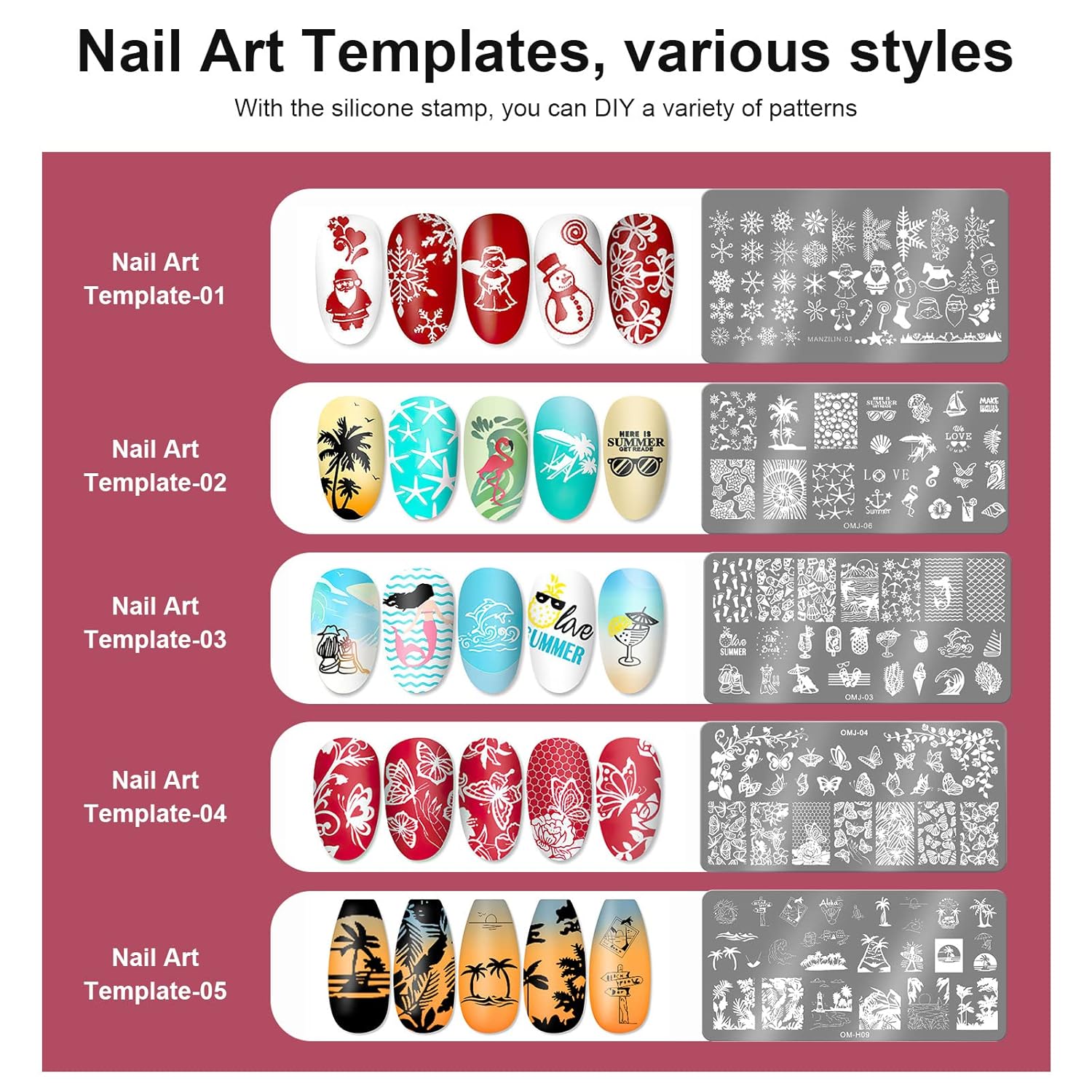 Nail Art Stamper Clear Silicone Nails Stamping Jelly with Scraper Transparent Visible Body DIY Manicure Nail Art Tool B