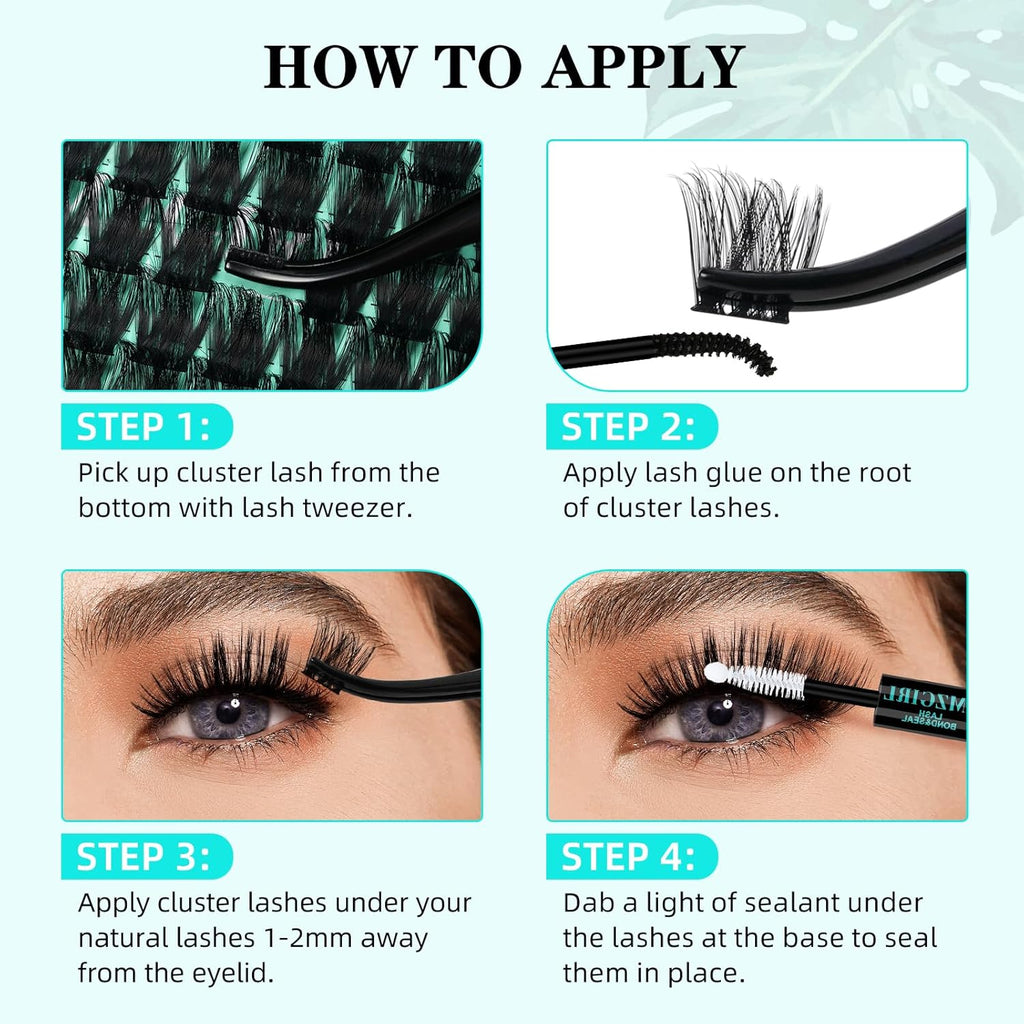 Lash Clusters Wet Look 140Pcs Fluffy Eyelash Cluster Ultra-Thin Lash Band Eyelashes Extensions Spiky Anime Wide Span Lashes(Sunflower,C-Mix10-18mm)