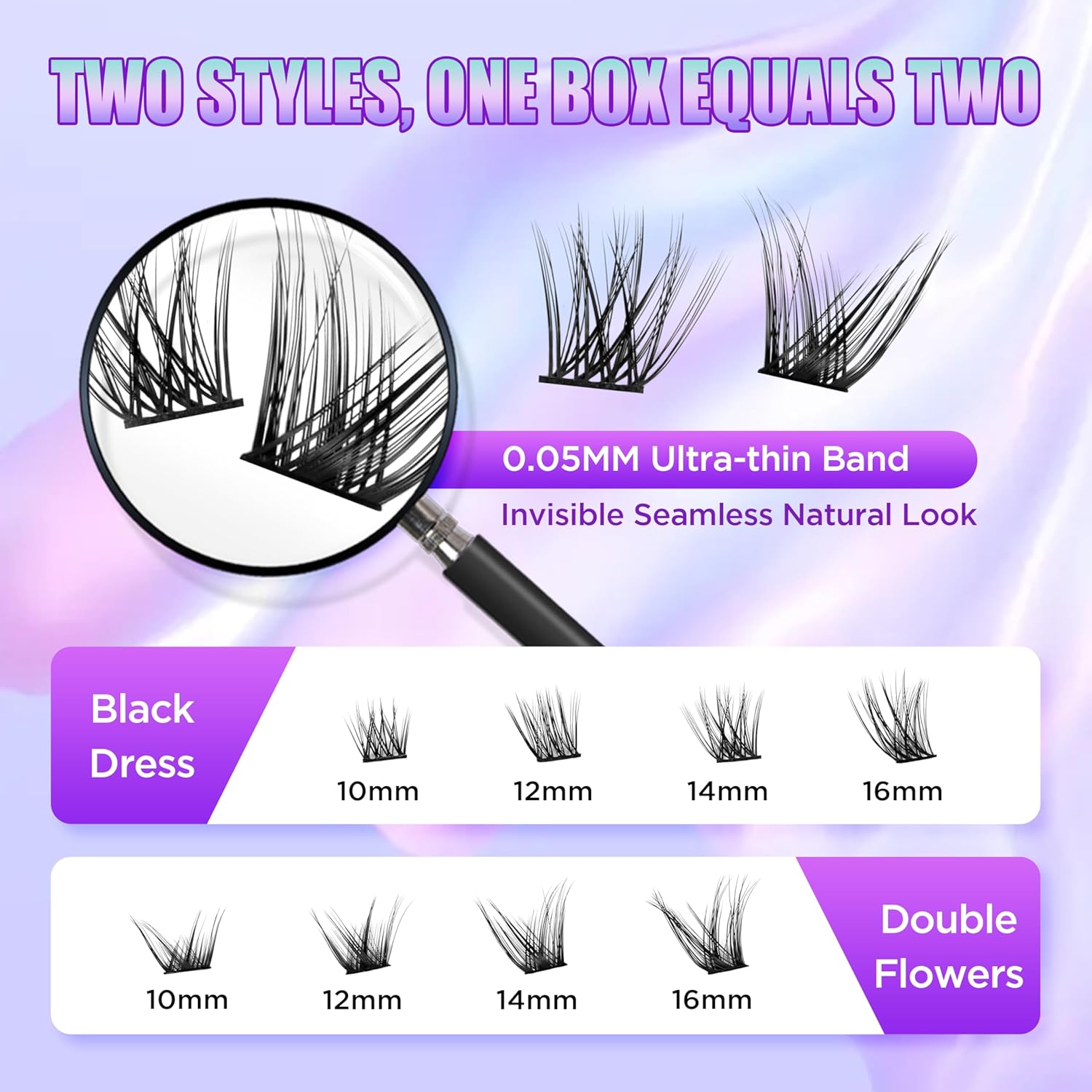 Lash Extension Kit DIY Lash Clusters Kit Eyelash Extensions Individual Lashes Extensions with (Lash Bond,Tweezers,280Pcs, Dress+Flowers,10-16)