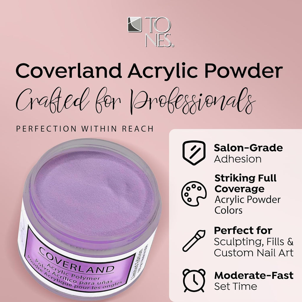 Tones Coverland Acrylic Nail Powder "Good Vibes" - Limited Edition Acrylic Powder for Nail Design, Sculpting, and Masking Nail Bed Imperfections - Professional Acrylic Nail Supplies - (1.5 Oz)