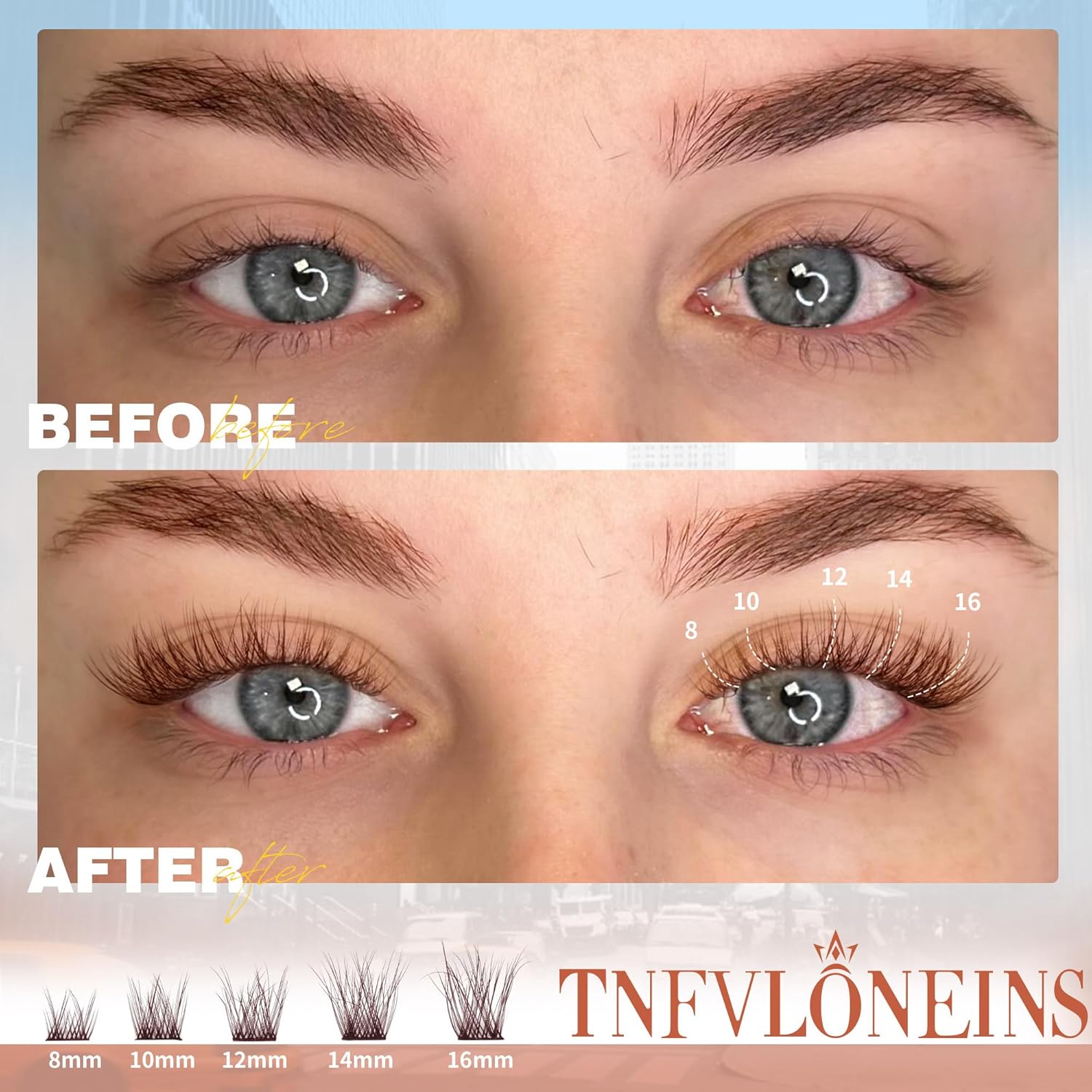 Brown Lash Clusters Natural Eyelash Clusters Fluff Individual Lashes Wispy Cluster Eyelash Extensions 8-16MM Lash Extensions Matte Brown Lashes Clusters Soft Eye Lashes Pack by TNFVLONEINS