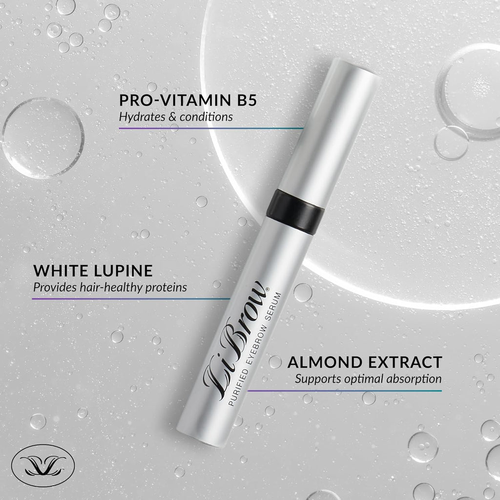 LiBrow Purified Eyebrow Serum XL to Grow Darker, Fuller, Thicker-Looking Brows - Natural Botanical Extracts, Safe for Sensitive Skin & Thin Brow Hairs - Vegan & Cruelty-Free (6mL, 6-Month Supply)