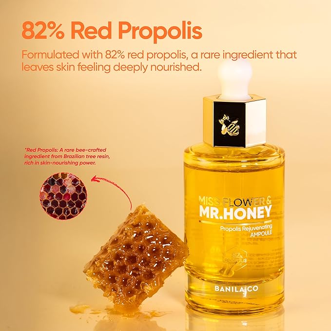 BANILA CO Miss Flower & Mr Honey Propolis Rejuvenating Ampoule | Nourishing Serum with Propolis Extract & Royal Jelly | Hydrating Korean Skincare Essence for Youthful Radiance (50ml / 1.01 fl oz)