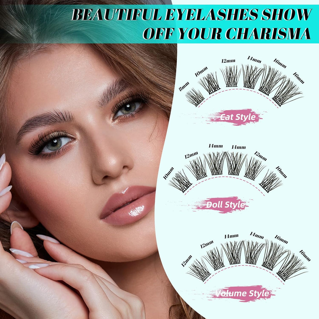 Lash Extension Kit Daybreak Lash Clusters kit Lash Bond and Seal Eyelash Remover and Lash Applicator for Diy Lash Extension Kit at Home by AMZGlRL(Daybreak,D-Mix8-16mm kit)