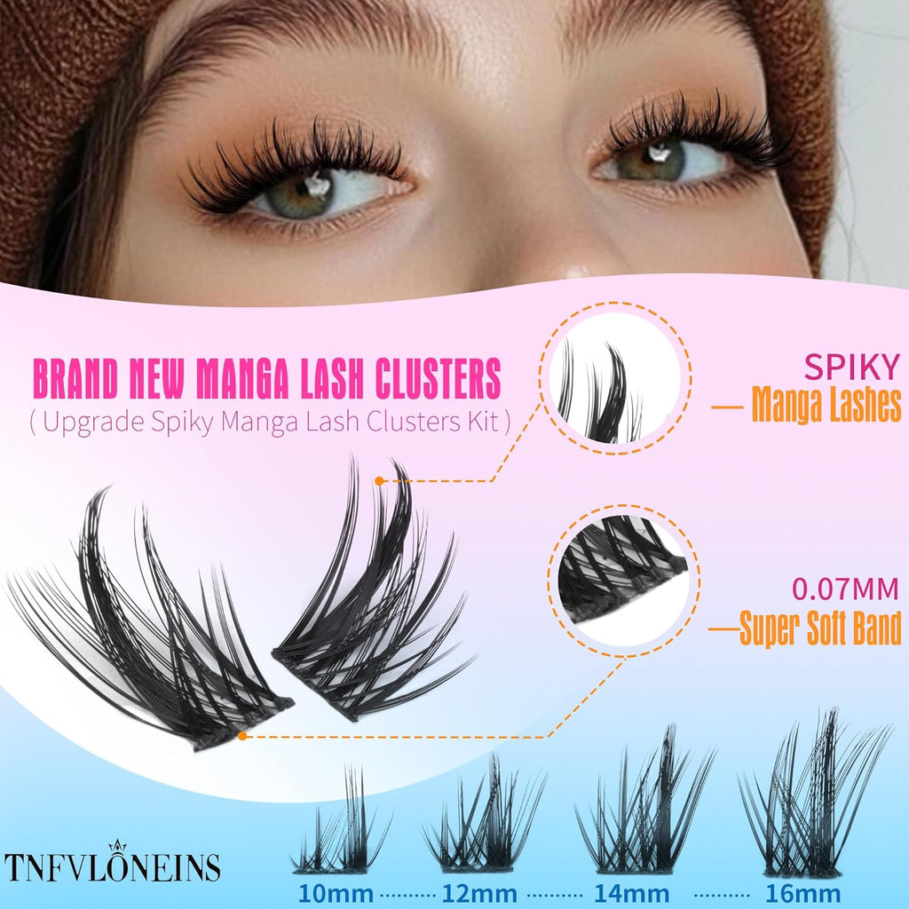 Manga Lash Clusters Natural Eyelash Clusters Wispy Cluster Eyelash Extensions Soft Individual Lashes Anime Lashes Clusters by TNFVLONEINS