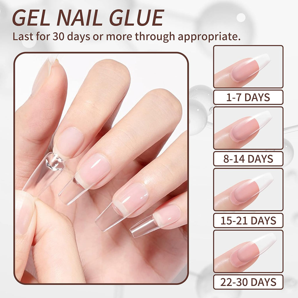AIJIMEI Nail Gel Glue 20ml 2PCS for UV Acrylic Tips - Solid Adhesive for Fake Nails - UV Cured