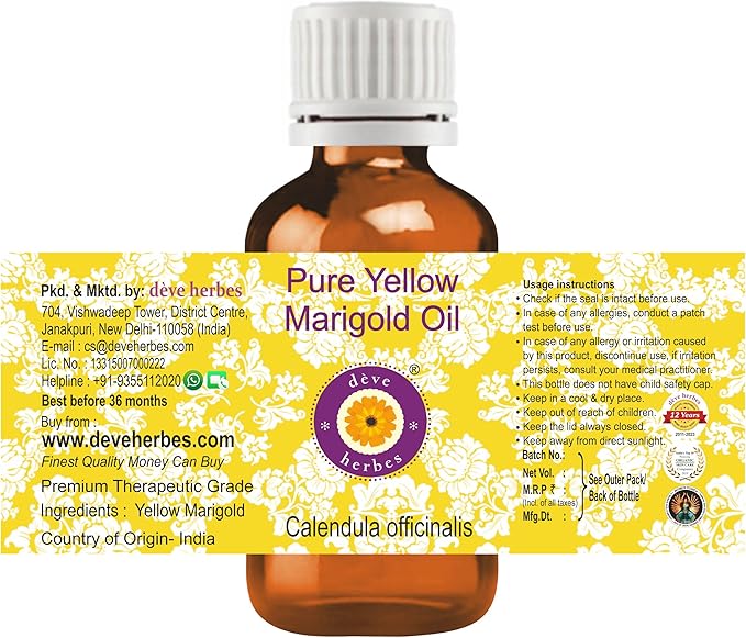 dève herbes Pure Yellow Marigold Oil (Calendula officinalis) Infused 15ml (0.50 oz)