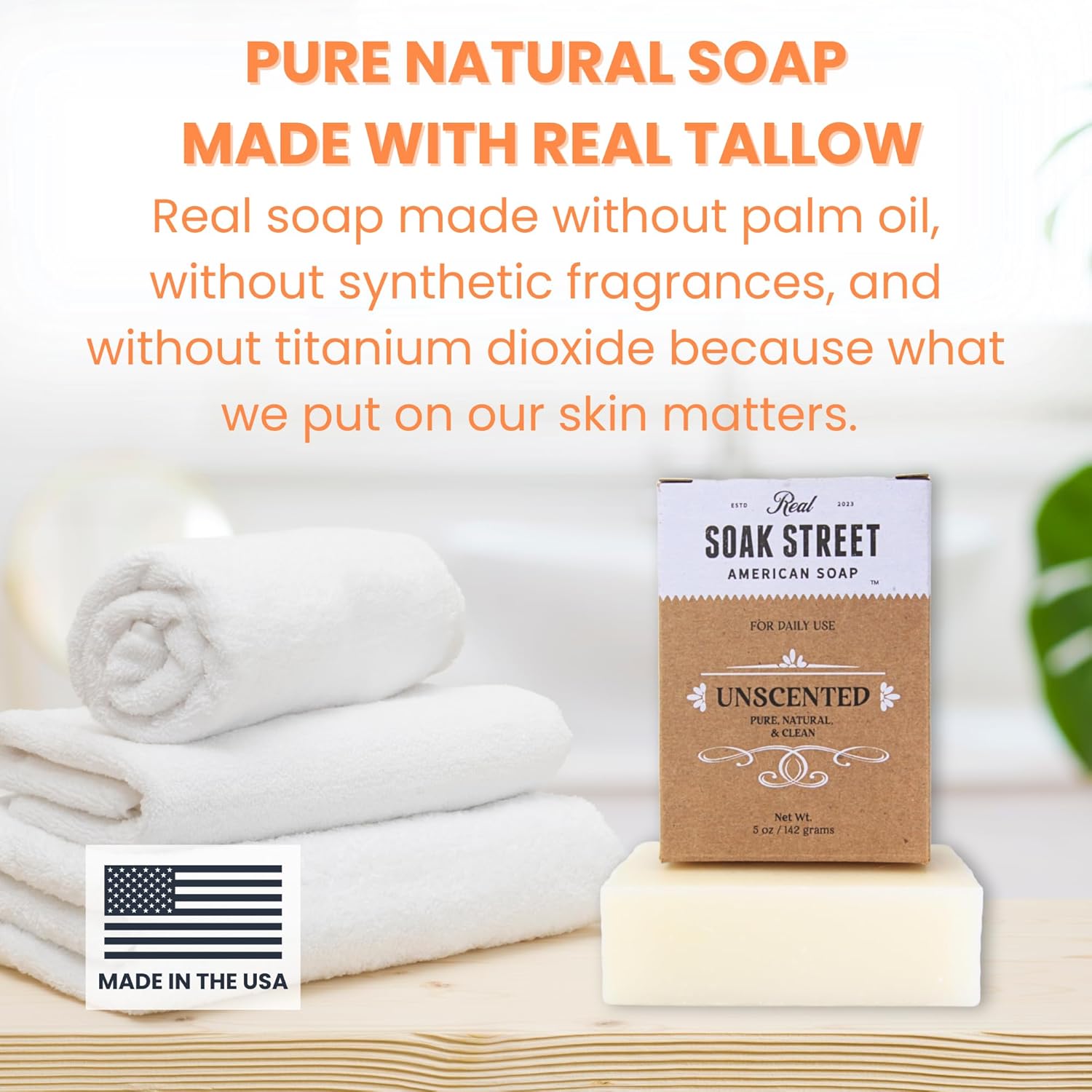 Real American Soap (Variety Bundle, 3 Pack) – Natural Bar Soap Made with Grass-Fed Tallow, Conditioning Lard, & Pure Coconut Oil – Unscented, Charcoal & Tea Tree Oil, & Lavender Goat Milk