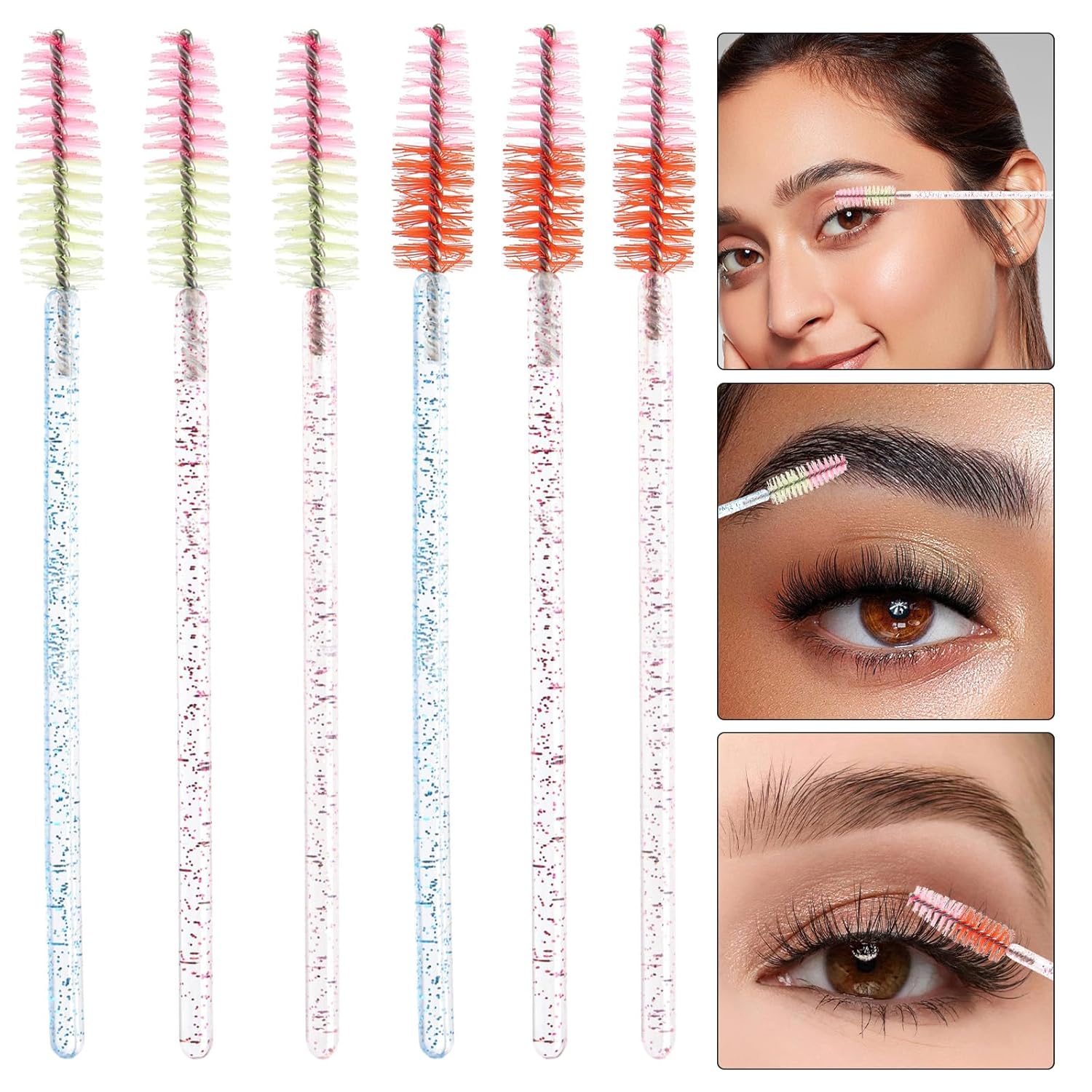 300PCS Disposable Mascara Wands Spoolie Brush Crystal Eyebrow Brushes Eyelash Extension Applicator Makeup Kits