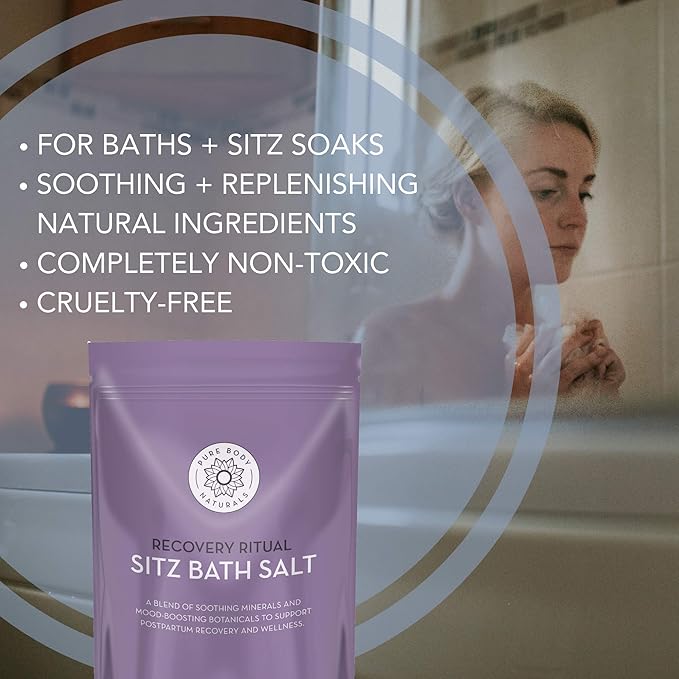 Pure Body Naturals Sitz Bath Salt – Postpartum Care and Hemorrhoid Comfort – Natural Soak for Self Care and Hemorrhoid, Post Partum Essentials, 32 Oz