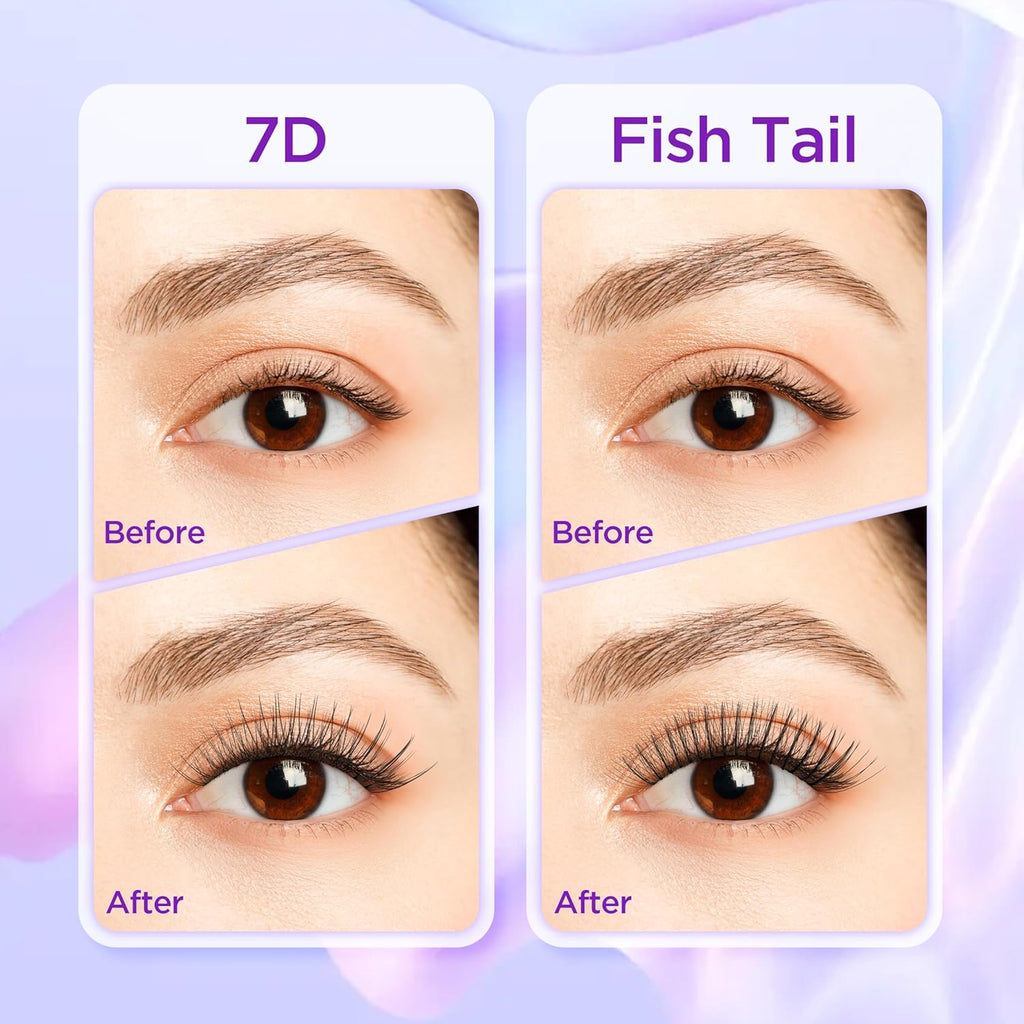 Lash Extension Kit DIY Lash Clusters Kit Eyelash Extensions Individual Lashes Extensions with (Lash Bond,Tweezers,424Pcs, 7D+30D,0.07D, 5-16mm)