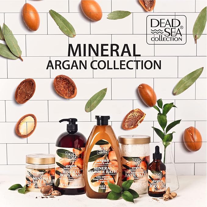 Dead Sea Collection Bath Salts with Argan – Pure Dead Sea Salt and Argan Oil - Nourishing Soothing and Relaxing Skin and Muscle – 34.2 Oz