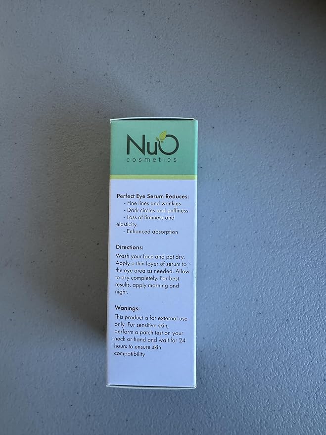 nuorganic Perfect Eye Serum: Fine Lines + Wrinkles + Bags + Dark Circles - Patented PhytoCellular Science + 18X More Effective Anti Aging + Better Skin in 7 Days - Vegan