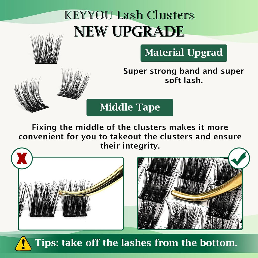 Lash Clusters,96 Pcs Cluster Lashes D Curl 10-18MIX DIY Lash Extensions Eyelash Clusters,KEYYOU Volume Wispy Individual Lashes Soft&Comfortable Easy DIY at Home(Y30,D-10-18MIX)
