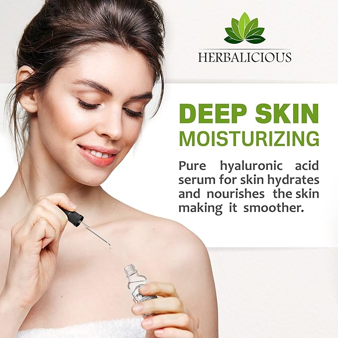 Hyaluronic Acid Serum – Hyaluronic Acid Serum for Face – Paraben-Free Pure Hyaluronic Acid – Moisture Boost Hydrating Serum – Anti-Aging Serum for Fine Lines, Wrinkles – 2oz