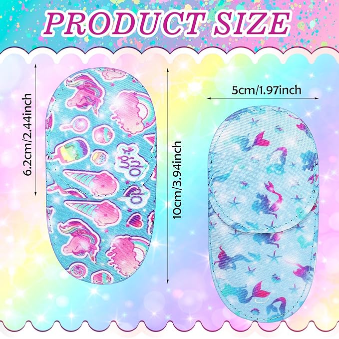 Newcotte 12 Pcs Eye Patch for Kids Toddler Reusable Adjustable Girls Boys Eyepatch for Glasses Left or Right Eye Patch, Assorted Patterns(Mermaid)