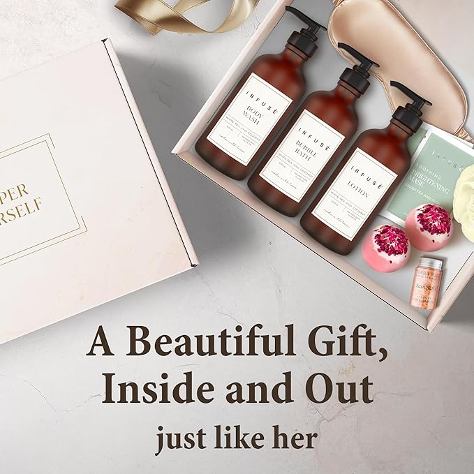 10-Piece Spa Gift Box for Women | Self-Care Set with Eye Mask, Loofa, Bath Bombs, Face Masks, Bubble Bath, Lotion, Body Wash & Bath Salt | Perfect Gift for Mom, Grandma, Wife, or Loved Ones