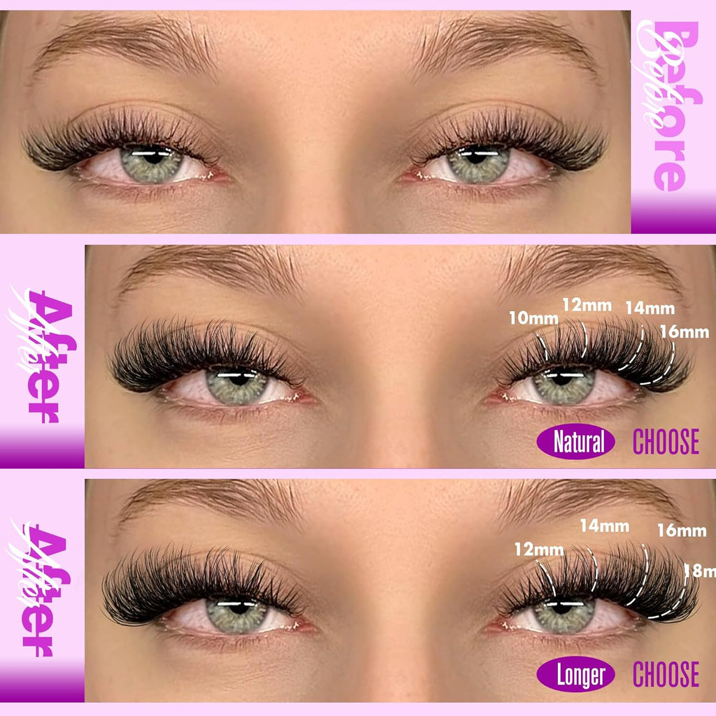 Pawotence Lash Clusters Wispy Eyelash Clusters 10-18mm Faux Mink Individual Lashes Extension DIY 144pcs False Eyelashes Full Cluster Eyelash Extensions