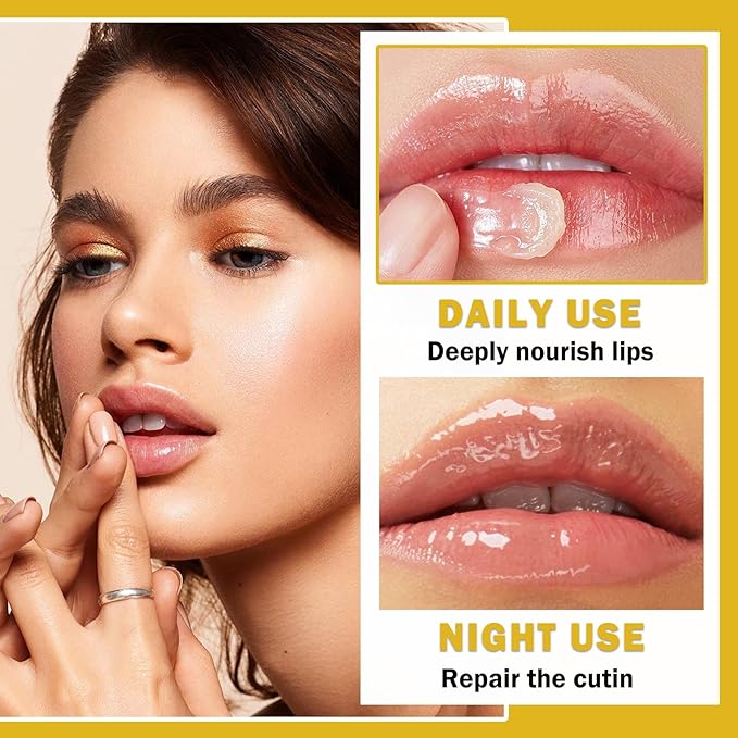 NVLEPTAP 2PCS Honey Pot Lip Balm - Moisturizing Honey & Strawberry Lip Mask Care Products with Wand