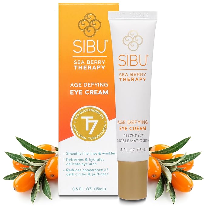 sibu Age-Defying Eye Cream, Made with Premium Himalayan Sea Buckthorn & Hyaluronic Acid (0.5 oz) – Smooths Eye Wrinkles & Reduces Puffiness