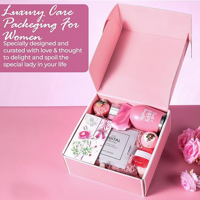 Birthday Gifts For Women, Self Care Gifts For Women - Jade Roller, 10 in 1 Spa Basket Care Package, Get Well Soon Gifts w/ Plush Blanket, Relaxing Spa Gift Basket, Birthday Gift Basket For Mom Wife