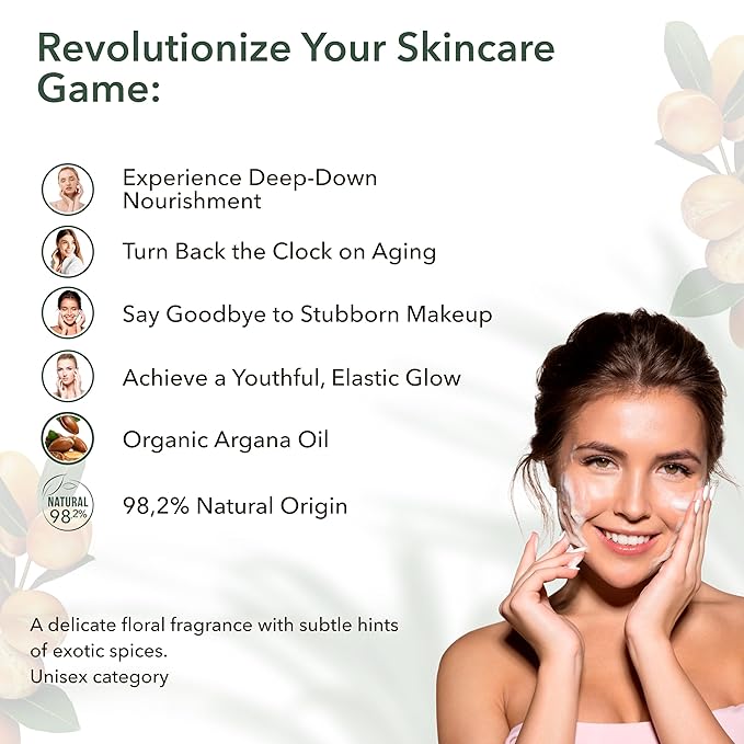 Shower Oil, Facial Foam Cleanser & Daily Facial Cream - Revitalizing & Nourishing Organic Argana Bundle - Hydrating, Anti-Aging & Skin Elasticity Boost Care Set