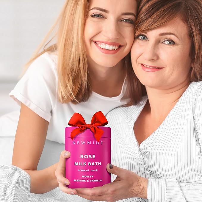Calming Rose Coconut Milk Bath Soak Moisturize Soften Skin Honey Jasmine Vanilla Destress Luxury Spa Bath Salt Powder Stress Relief Gifts for Women