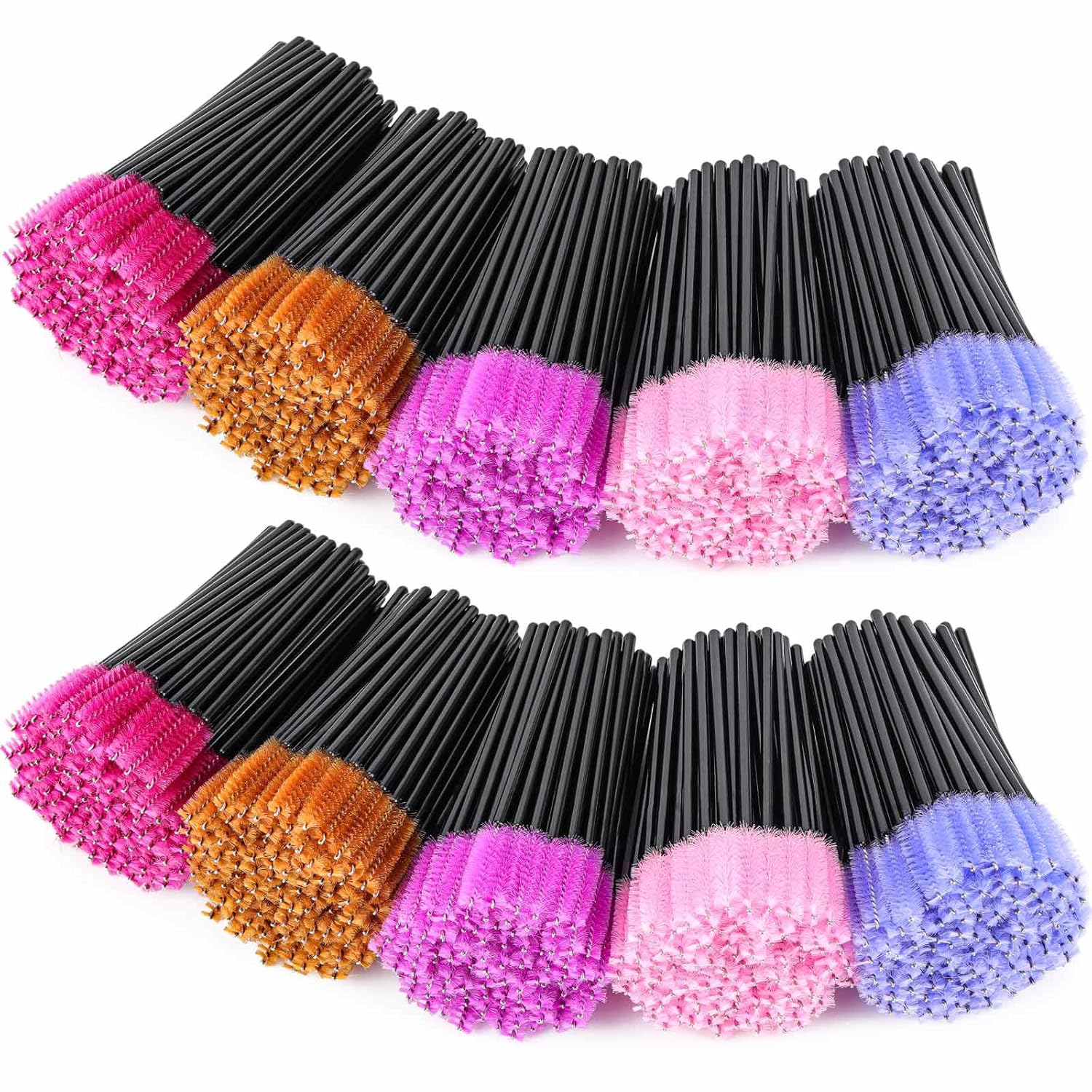 1000 Disposable Mascara Wands Eyelash Brushes Spoolies for Eyebrow Eye Lash Extension Multicolor