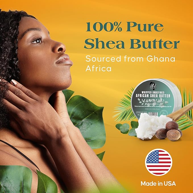 RA COSMETICS - 100% Natural Whipped Moisturizing African Shea Butter 6 oz Unscented Ultimate Skin Moisturizer