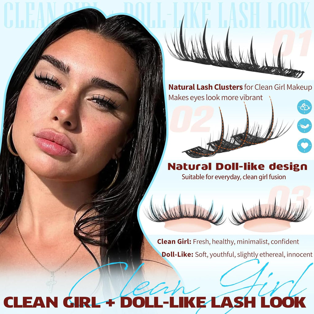 Fairy Lash Clusters Wispy Lashes Clusters Manga Cluster Eyelash Extensions Natural Eyelash Clusters with Spikes Anime Individual Lashes Extension DIY Eye Lash Cluster by TNFVLONEINS