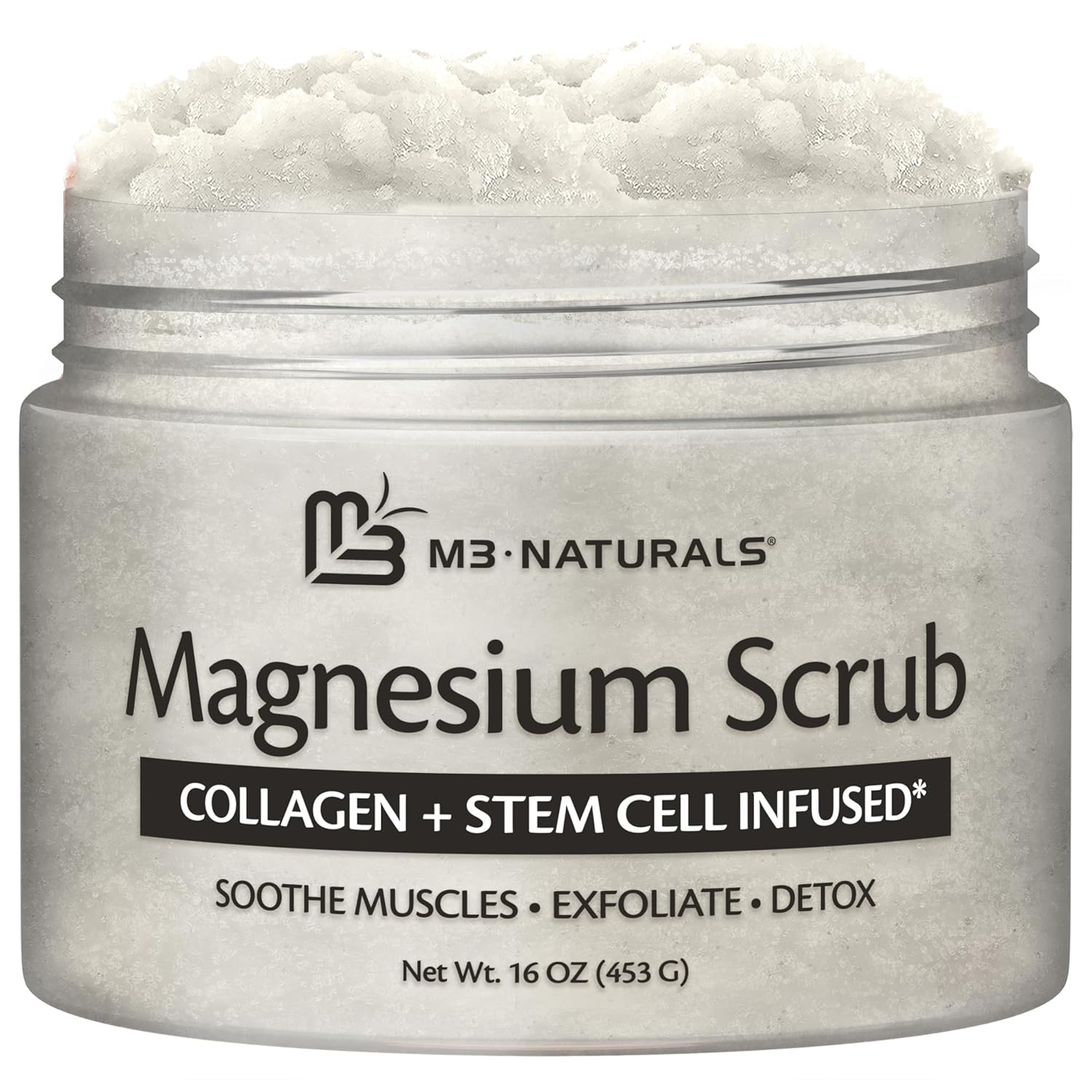 Magnesium Body Scrub for Sore Muscles, Exfoliation, Relaxation and Deep Hydration | Calming & Moisturizing Mineral-Rich Dead Sea Salt Formula With Collagen, Stem Cell & Shea Butter, 16 OZ (453 G)