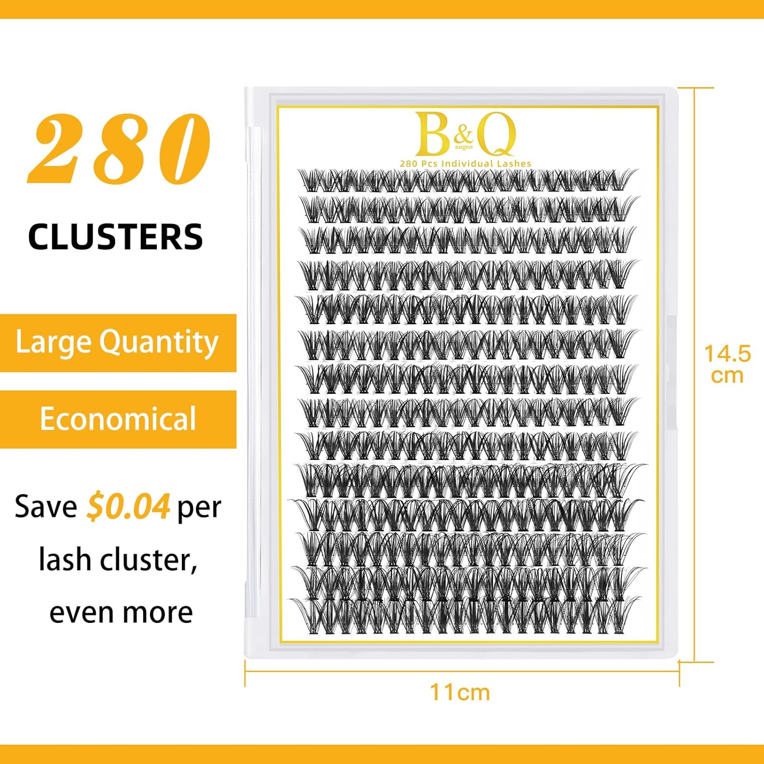 B&Q Lash Clusters 280PCS Eyelash Clusters, 40D D 9-16MIX Individual Lash Comfortable Eyelash Extension, Classic Look Pestañas Postizas (40D-D-9-16)