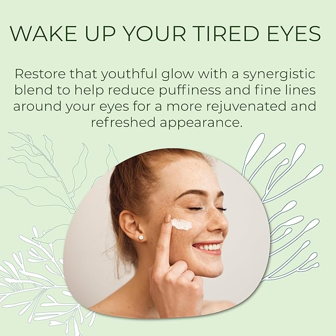 Miracle Sea Kelp Eye Cream Hydrating & Correcting Yerba Mate Caffeine & Hyaluronic Acid for Dark Circles Bags & Puffiness - Daily Anti Aging Moisturizer for Women & Men, Vegan - 1 Oz