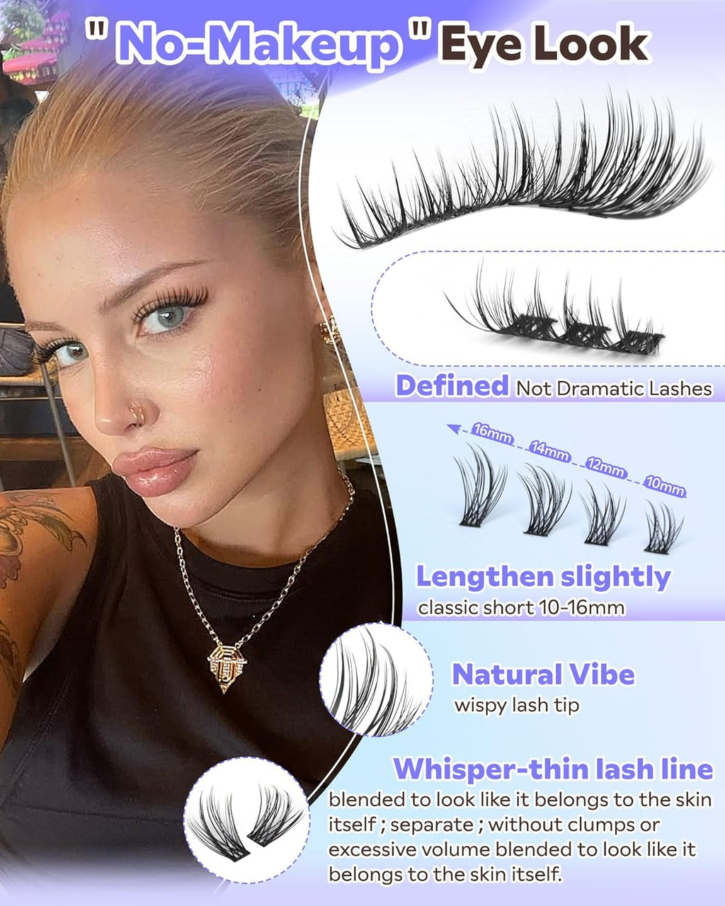 Wispy Lash Clusters Kit Eyelash Clusters Natural Cluster Eyelash Extensions Kit 10-16mm CC Curve Lash Extension Kit For DIY