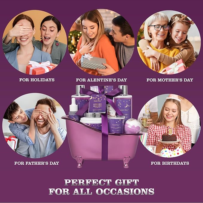 Mother's Day Gift for Mom Spa Gifts for Women, 10pcs Self Care Kit Lavender Scented, Birthday Gifts Skin Care Set Gift Basket Beauty kits Care package